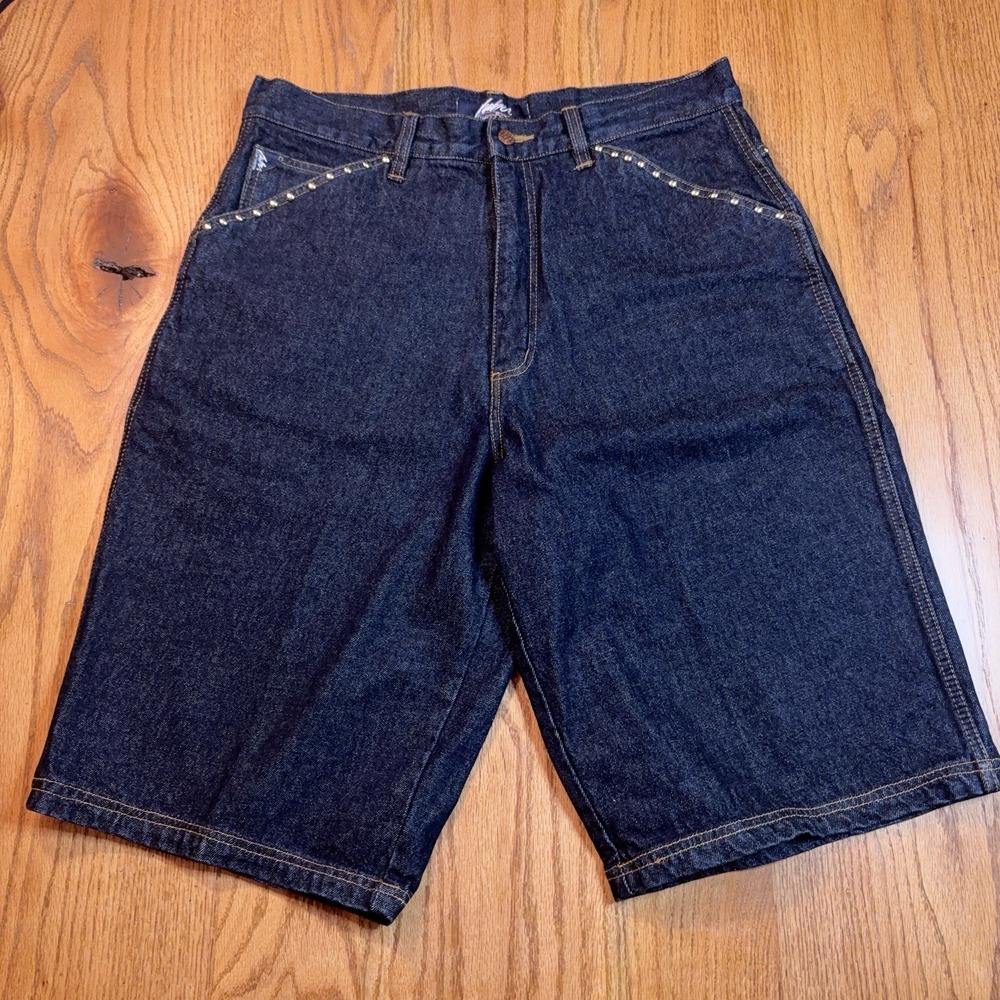 Fubu Limited Edition Shorts Mens 36 Dark Blue Denim Studded Vintage Y2K